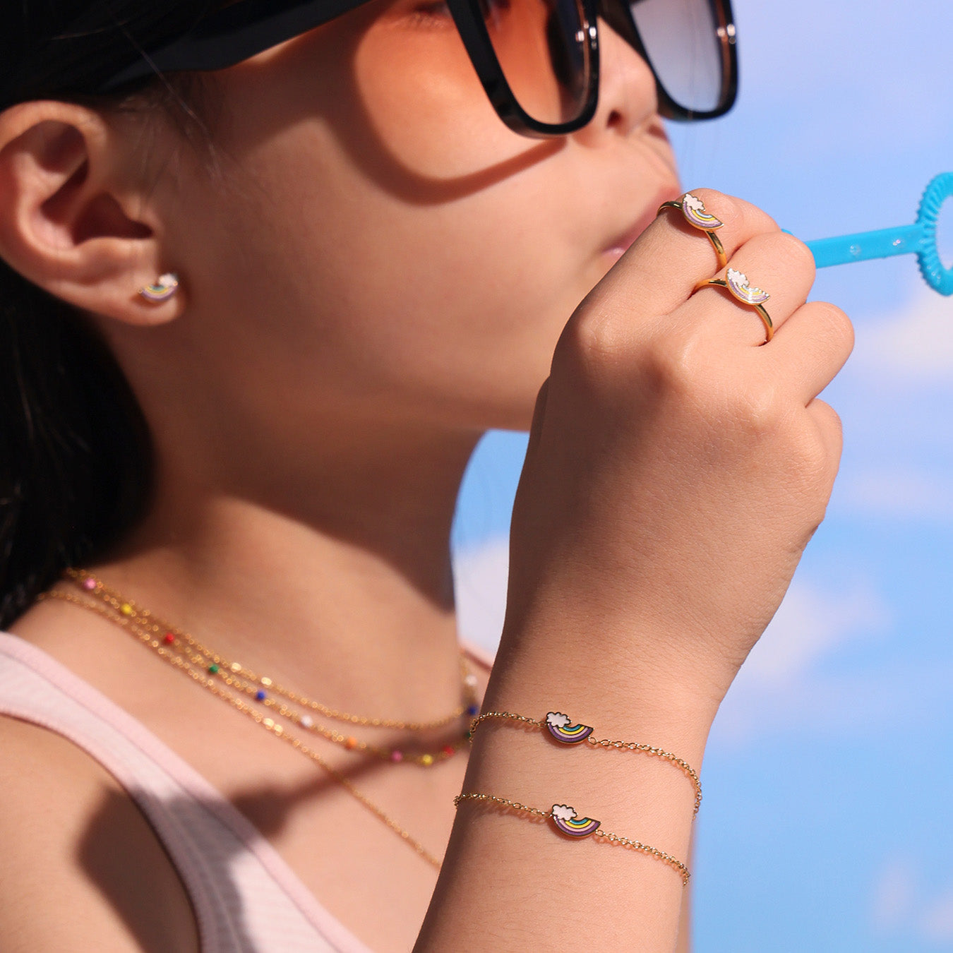 Premium Rainbow Kids Jewelry Set – 18K Gold Plated
