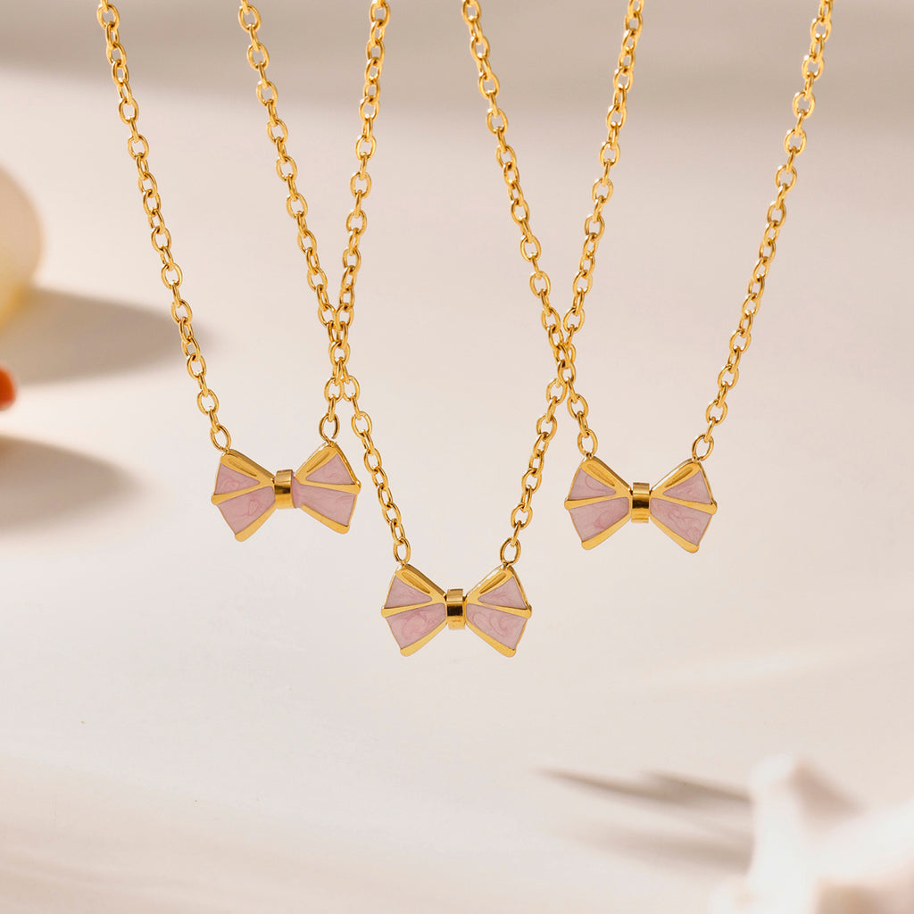 Premium Pink Butterfly Knot Jewelry Set  – 18K Gold Plated