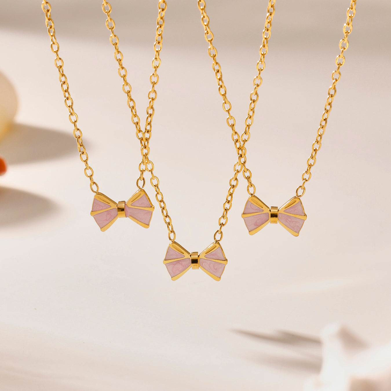 Premium Pink Butterfly Knot Jewelry Set  – 18K Gold Plated