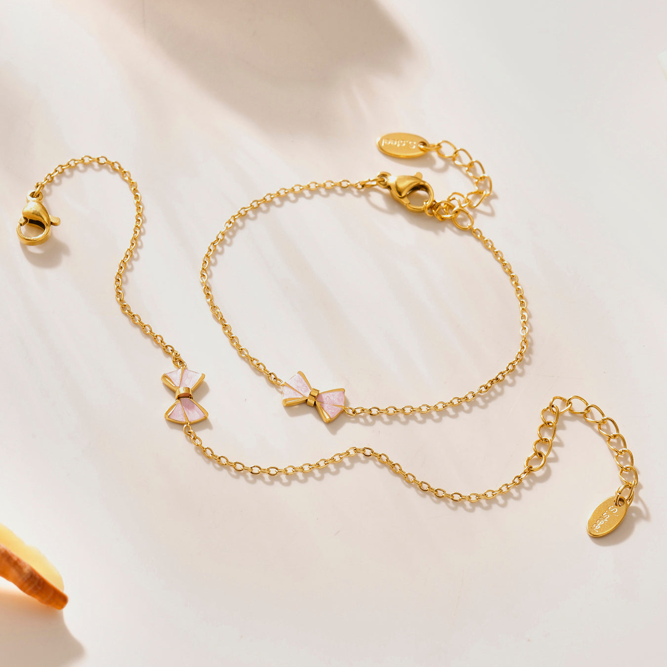 Premium Pink Butterfly Knot Jewelry Set  – 18K Gold Plated