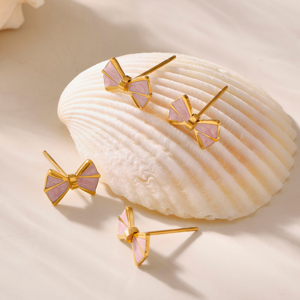 Premium Pink Butterfly Knot Jewelry Set  – 18K Gold Plated