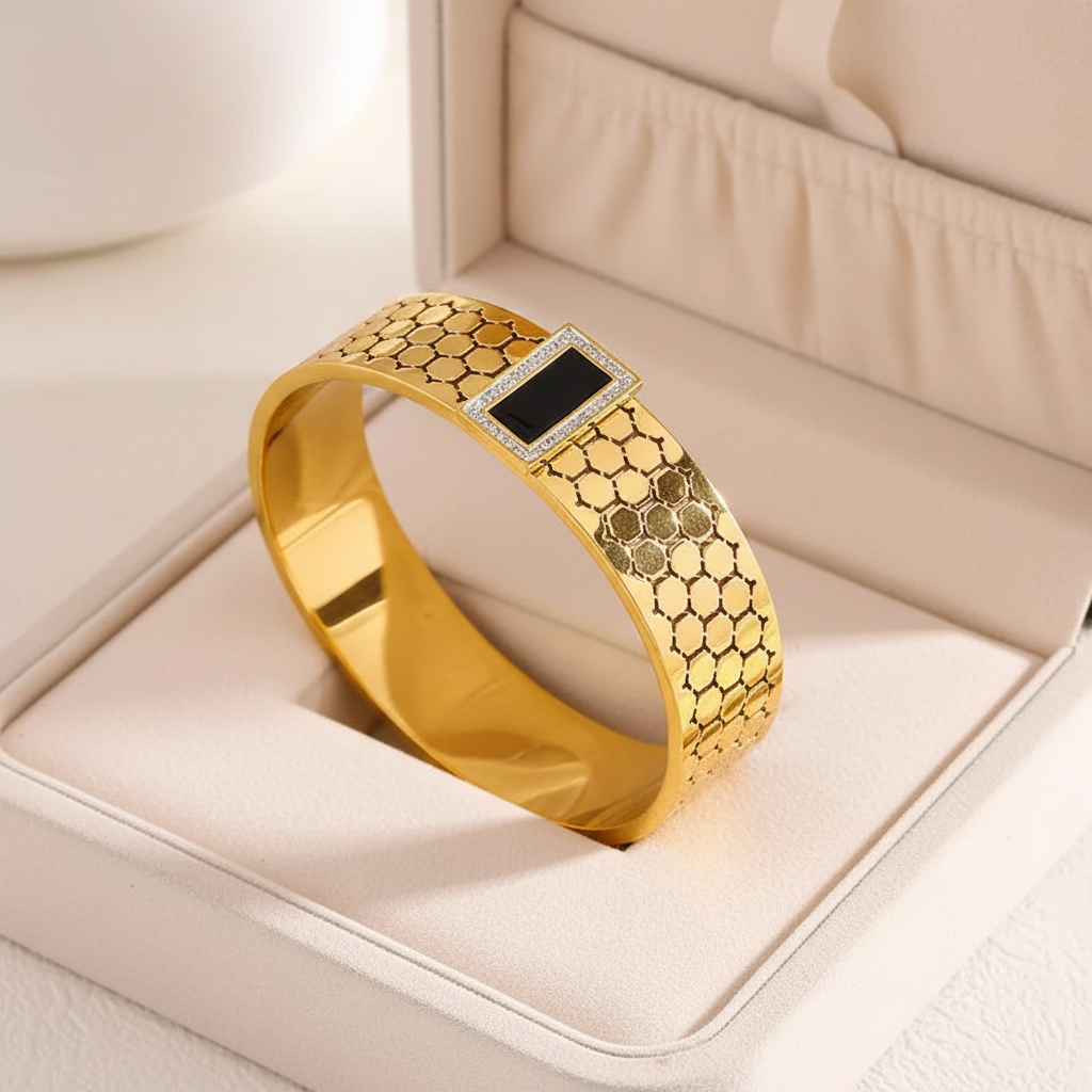 Varelle B-Frame Bangle for Women - 18k Gold Plated