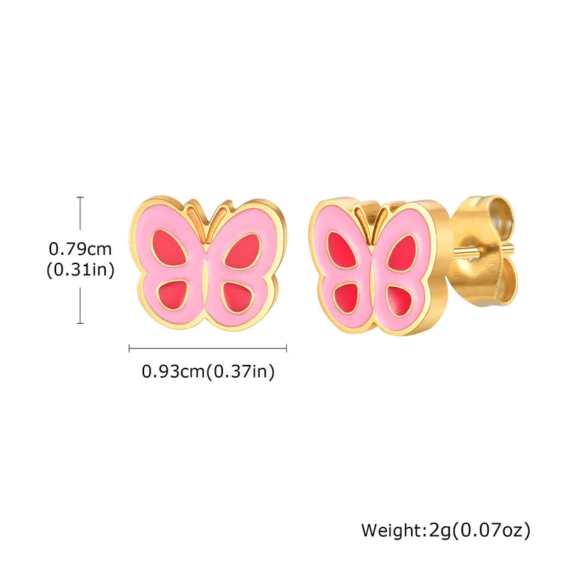 Butterfly Charm Kids Ear Studs