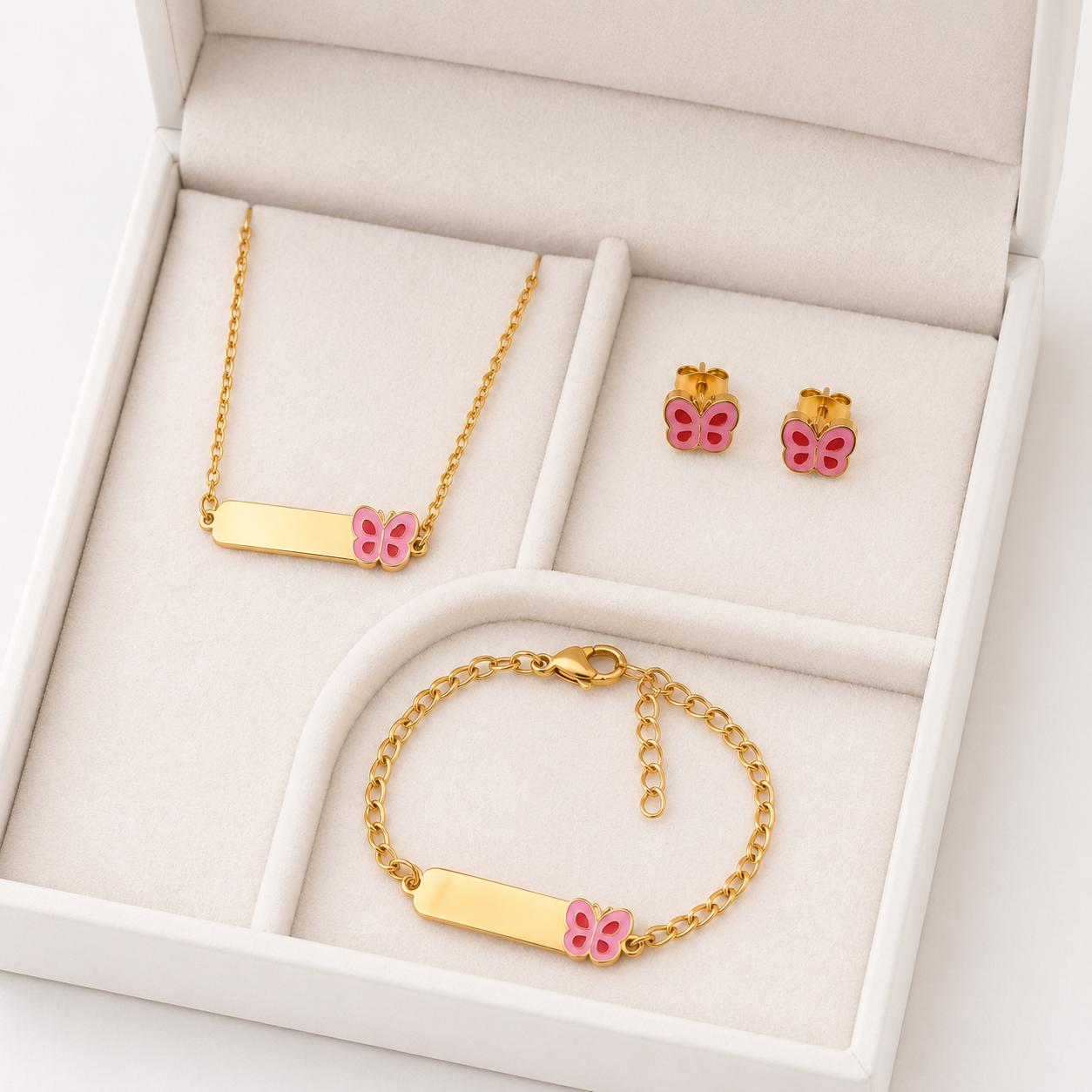 Butterfly Bliss Full Set Jewelry For Kids - 18K Gold Plated