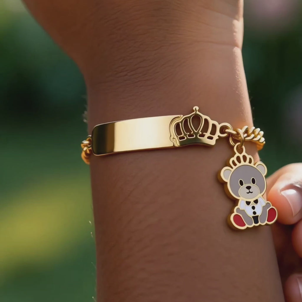Royal Teddy Bracelet For Kids - 18K Gold Plated