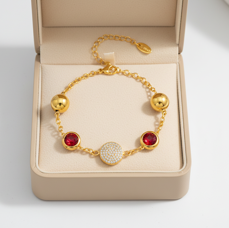 Rouge Elegance Bracelet For Women - 18K Gold Plated