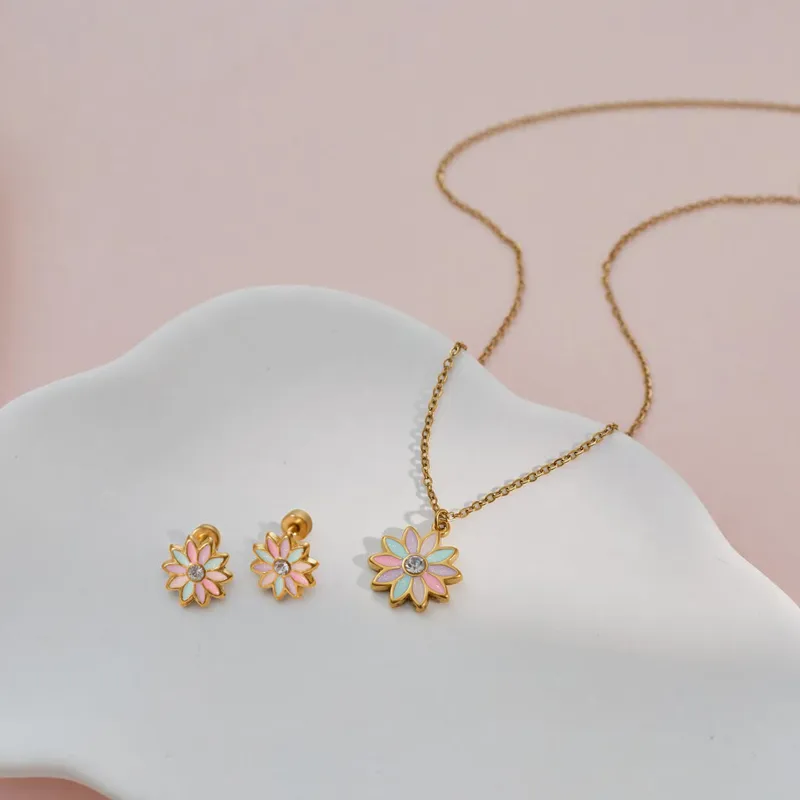 Flower Petal Charm Kids Jewelry Combo