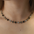 Black Cover Crystal Party Wear Necklace For Women - 18K Gold Plated