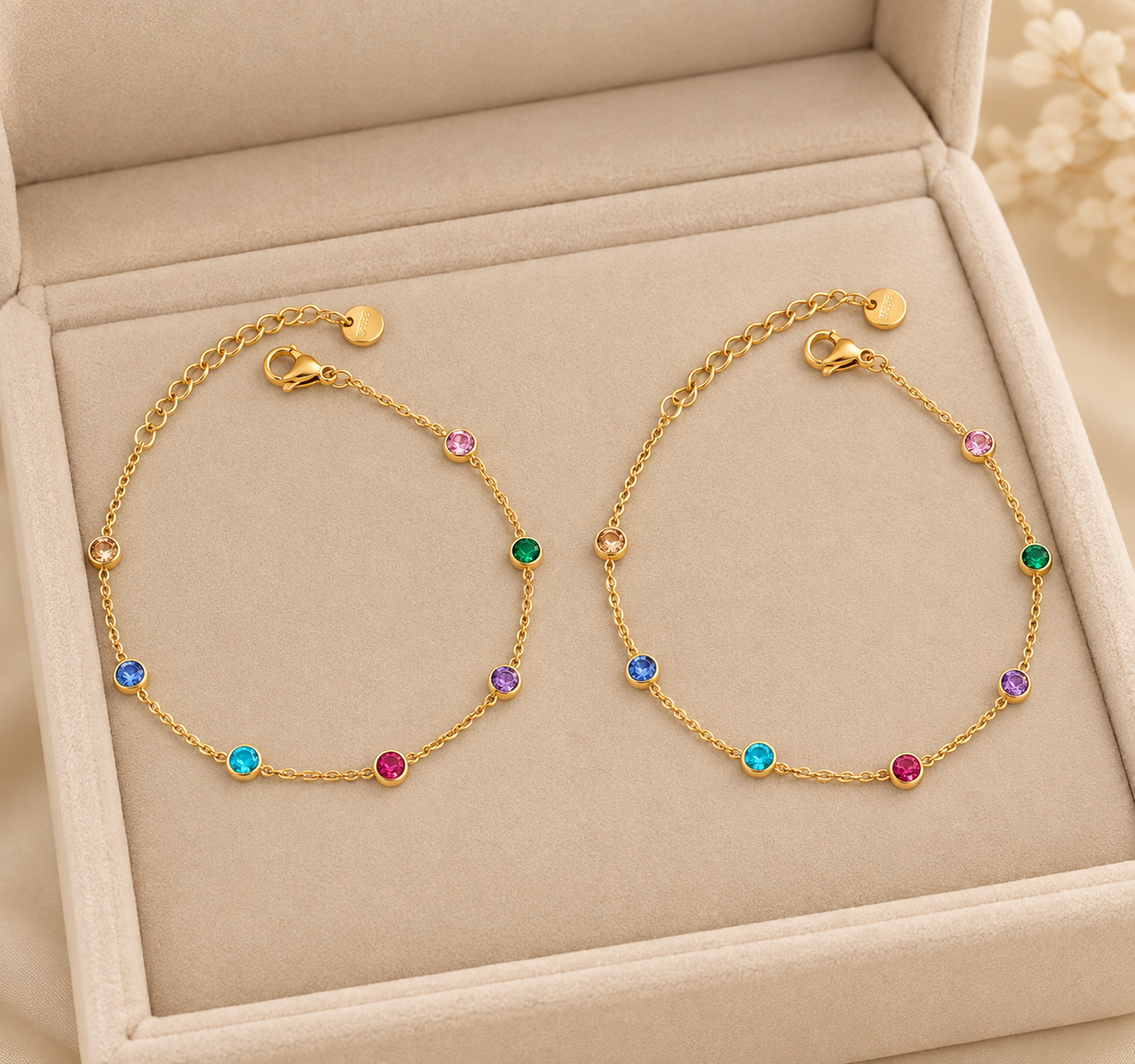 Chroma Bezel Anklet For Kids - 18K Gold Plated