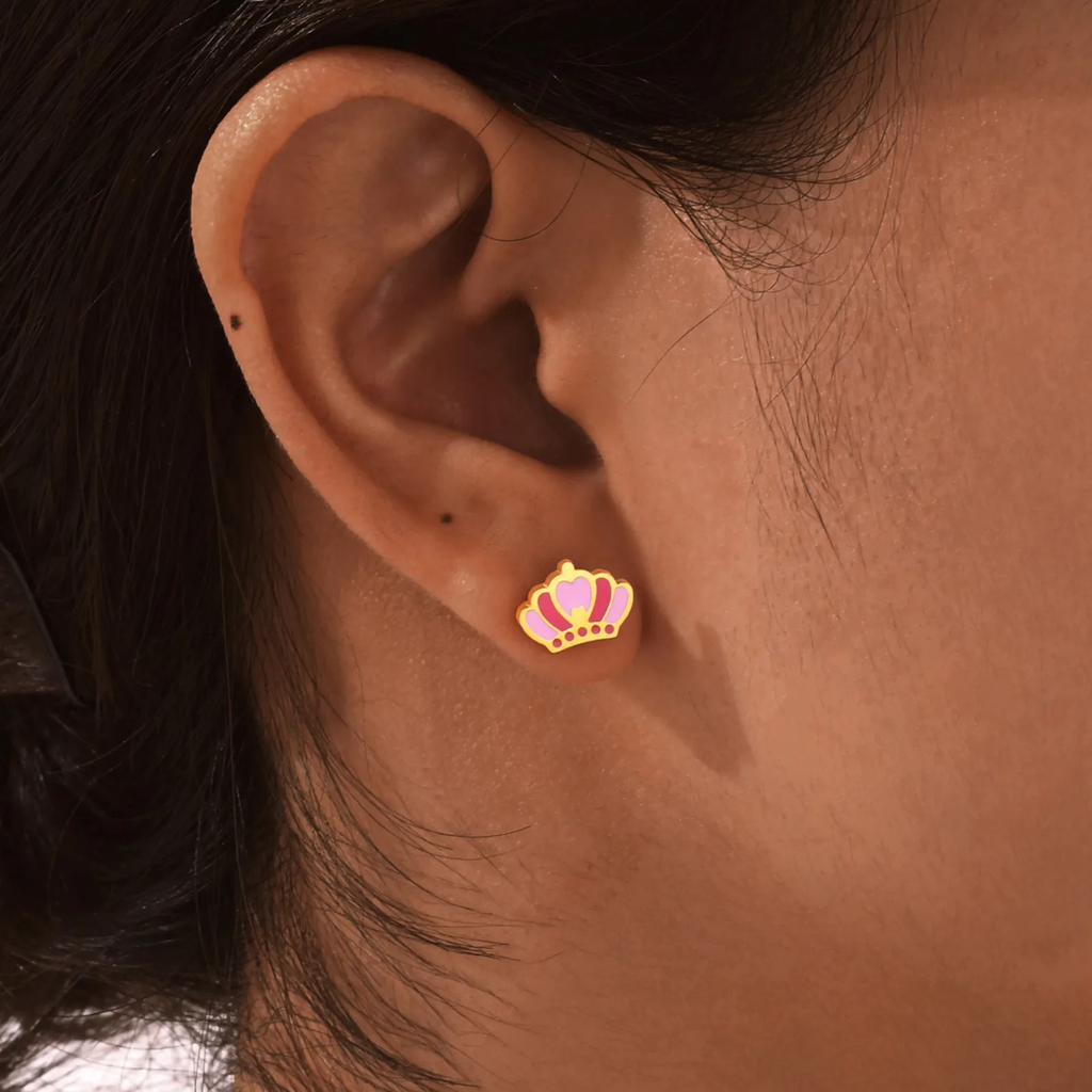 Crown Charm Kids Ear Studs