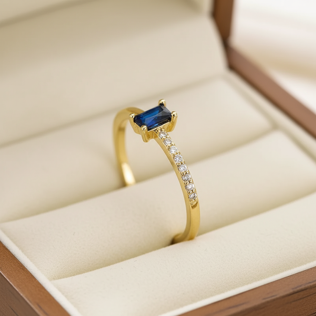 Cavella Blue Ring For Women - 18K Gold Plated