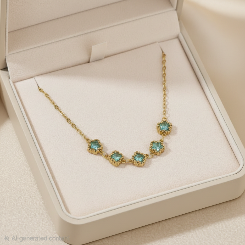 Liora Blue Necklace For Women - 18K Gold Plated