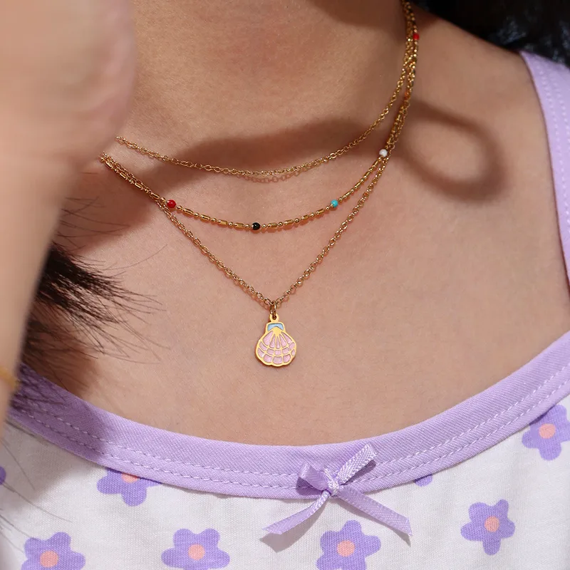 Aquaria Seashell Necklace for Kids - 18K Gold Plated