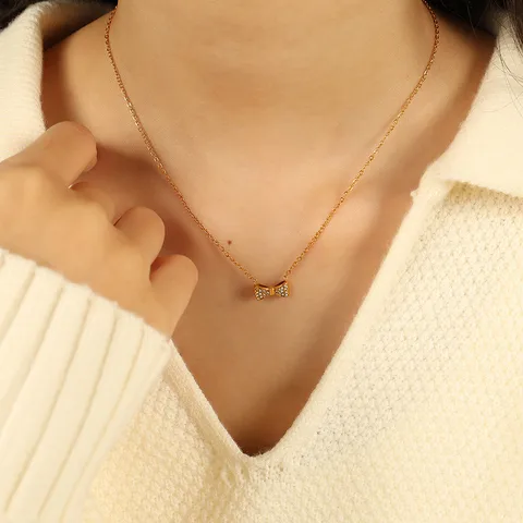 Velline Bow Necklace For Women - 18K Gold Plated
