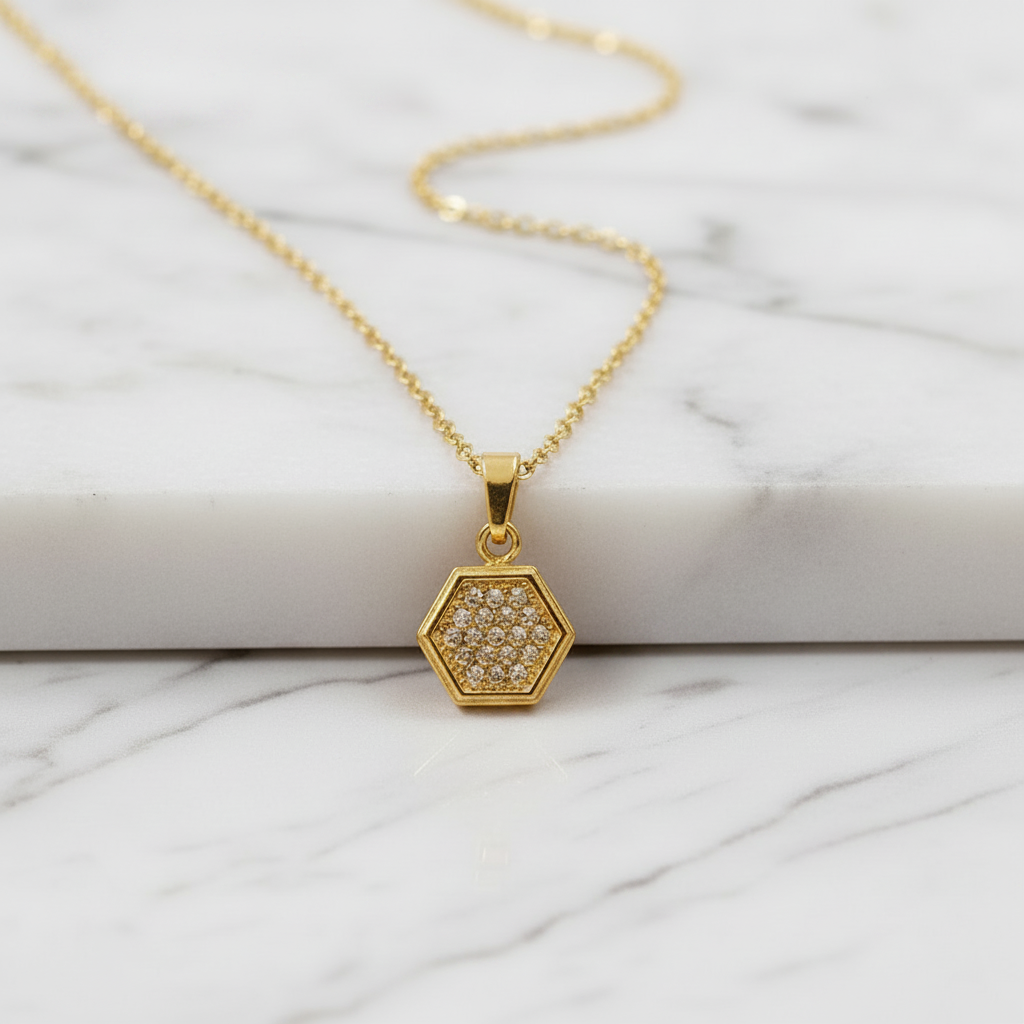 Hexa Spark Necklace For Women - 18K Gold Plated