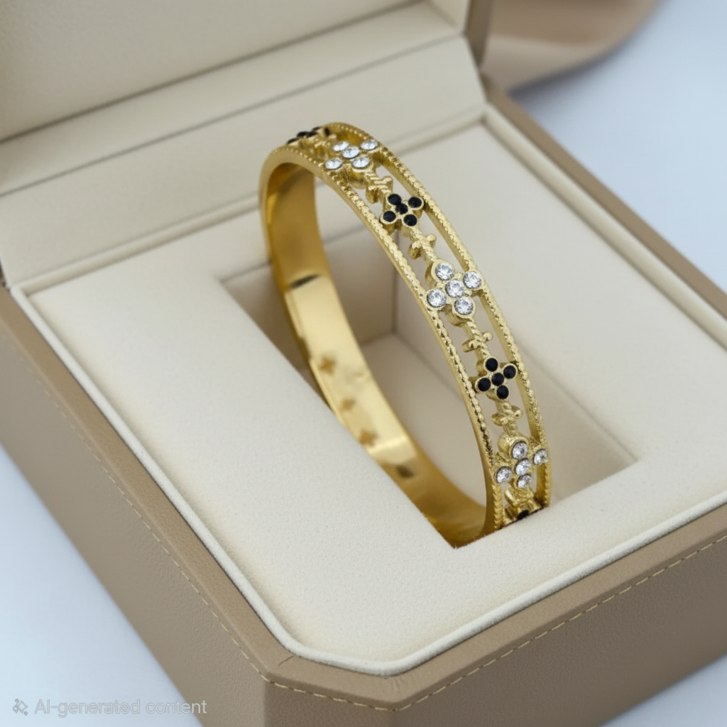 Bella Gemma Bangle For Women - 18K Gold Plated