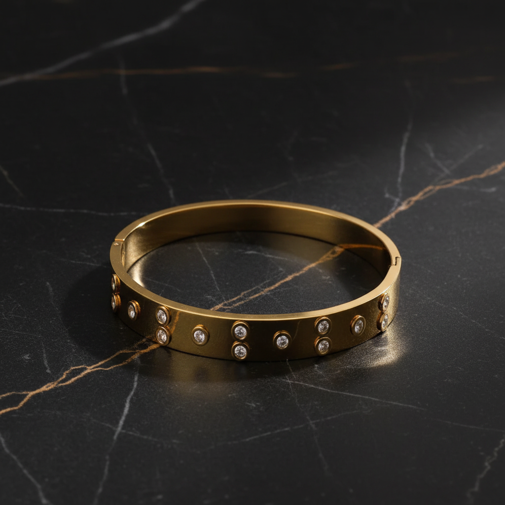 Eon Crystal Bangle For Women - 18K Gold Plated