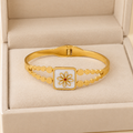 Daisy Square Bangle for Women -18K Gold Plated