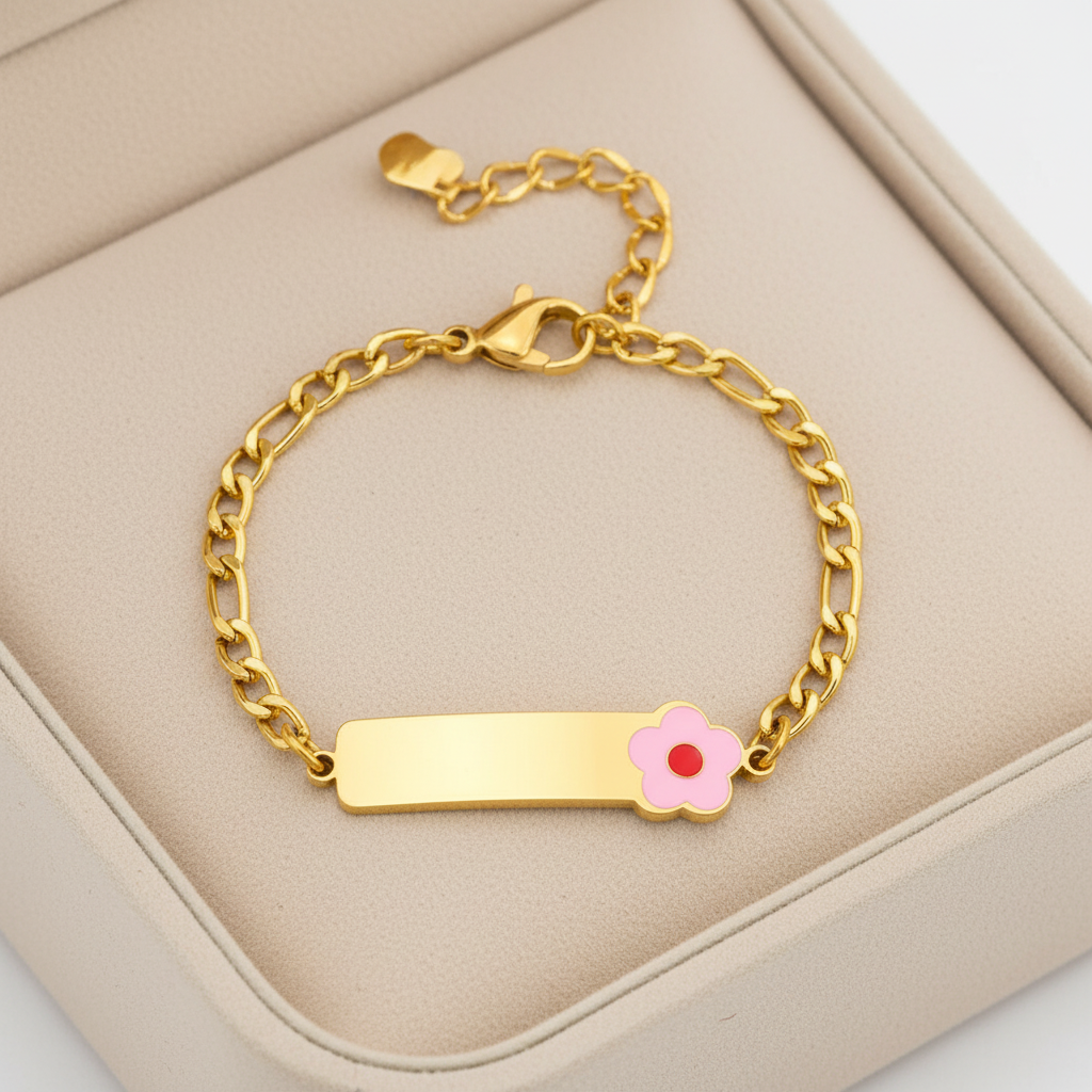 Golden Bloom Bar Bracelet For Kids - 18K Gold Plated
