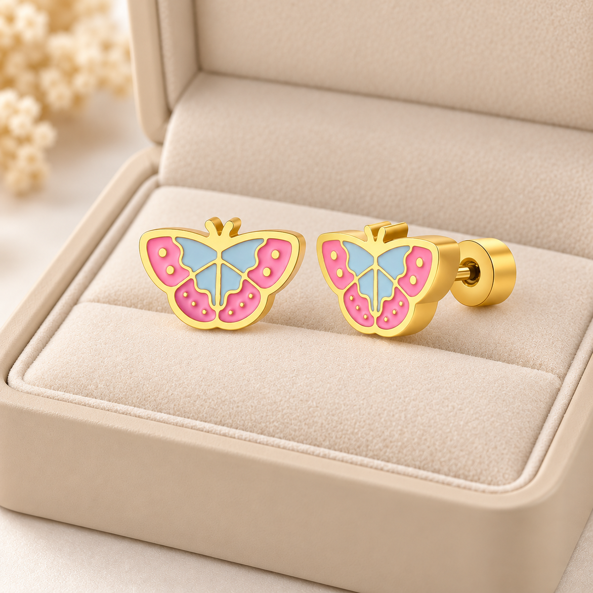 Bella Flutter Ear Studs For Kids - 18K Gold Plated
