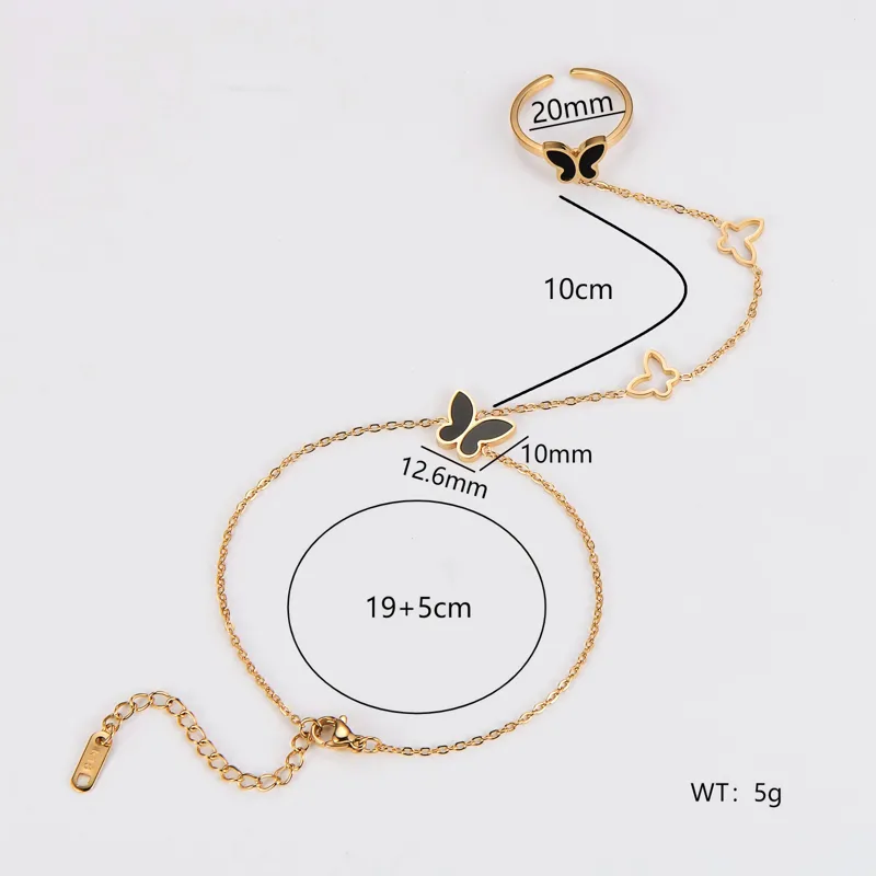 Noir Flutter Hand Chain For Women - 18K Gold Plated