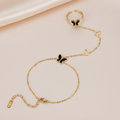 Noir Flutter Hand Chain For Women - 18K Gold Plated