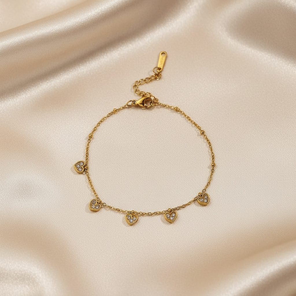 Amora Heart Anklet For Kids - 18K Gold Plated