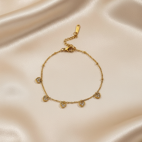 Amora Heart Anklet For Kids - 18K Gold Plated