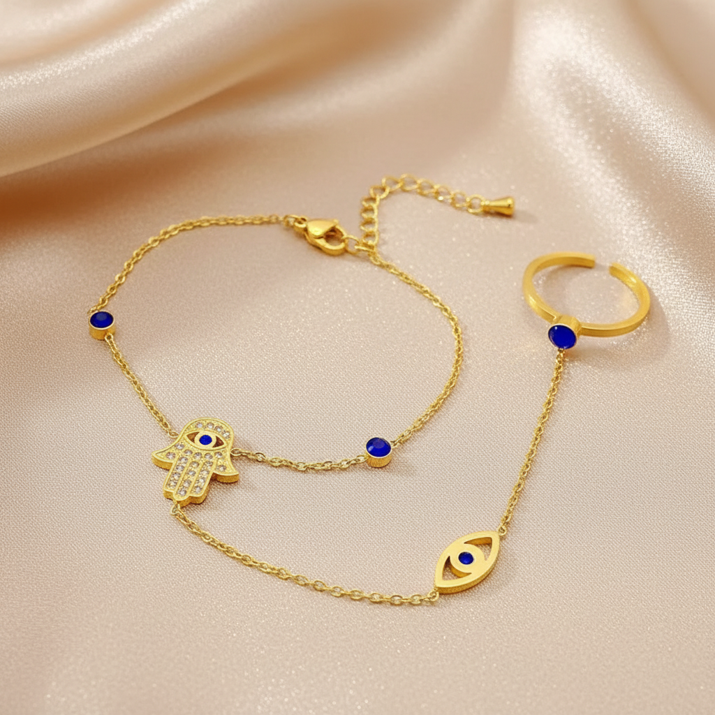 Opulence Eye Hand Chain For Women - 18K Gold Plated