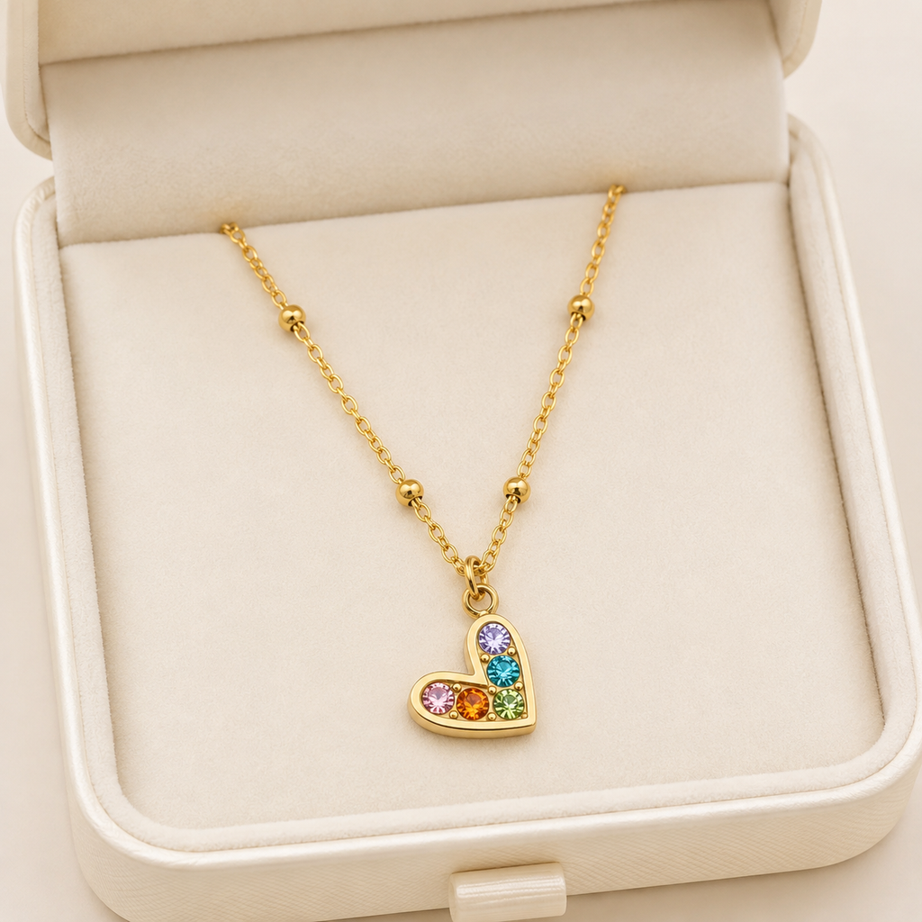 Kaleido Heart Necklace For Women - 18K Gold Plated