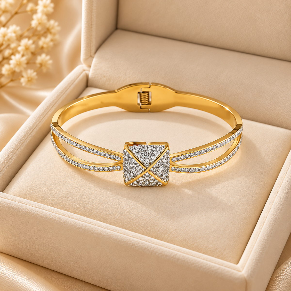 Brillo Cristal Bangle for Women - 18K Gold Plated