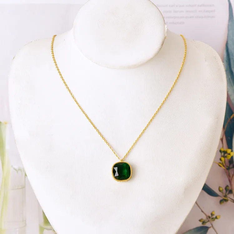 Emerald Aura Necklace For Women - 18K Gold Plated