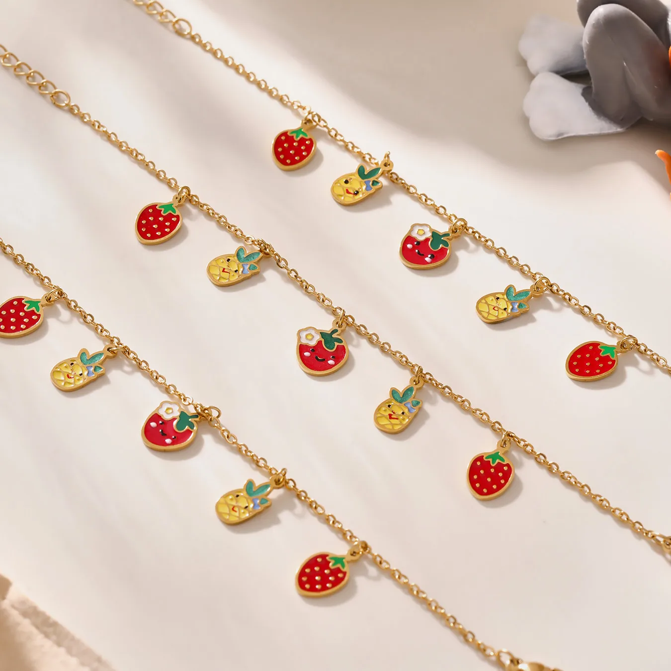 Premium Fruity Charm Kids Jewelry Combo - 18K Gold Plated