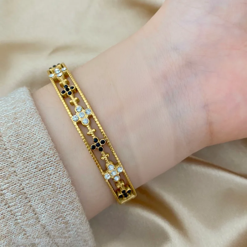 Bella Gemma Bangle For Women - 18K Gold Plated