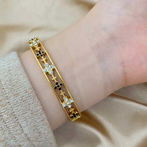 Bella Gemma Bangle For Women - 18K Gold Plated