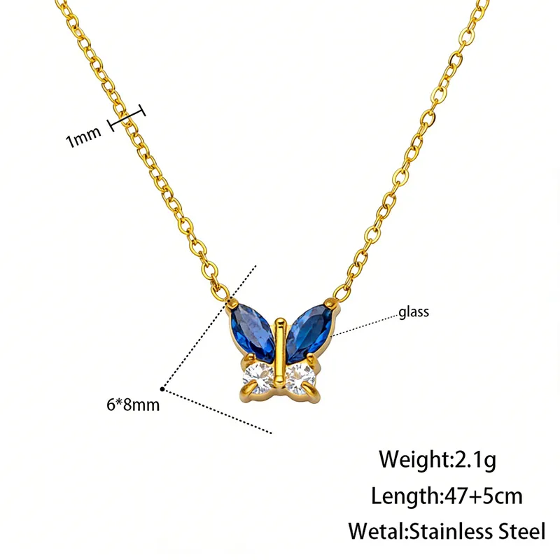 Azure Butterfly Necklace for Women - 18K Gold Plated
