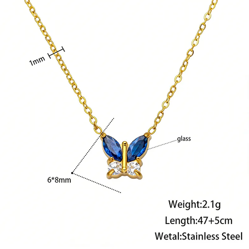 Azure Butterfly Necklace for Women - 18K Gold Plated