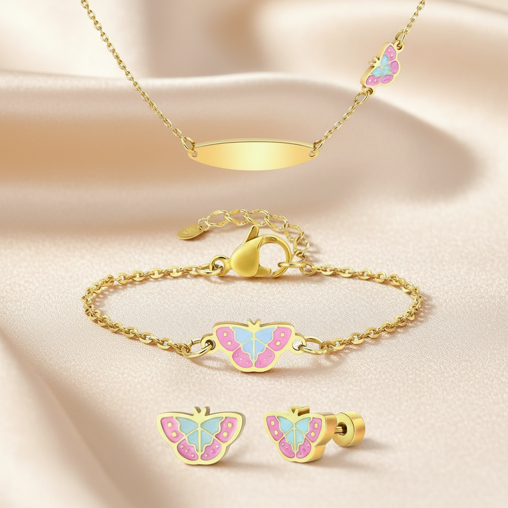 Bella Flutter Full Set Jewelry For Kids - 18K Gold Plated