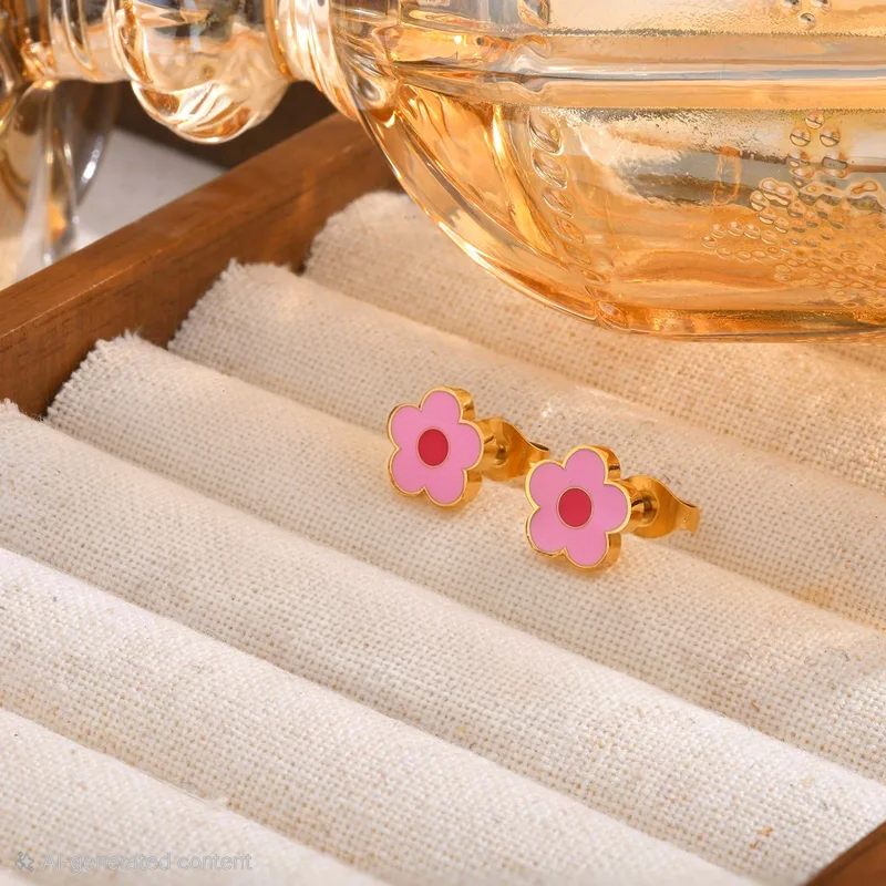 Flower Charm Kids Ear Studs