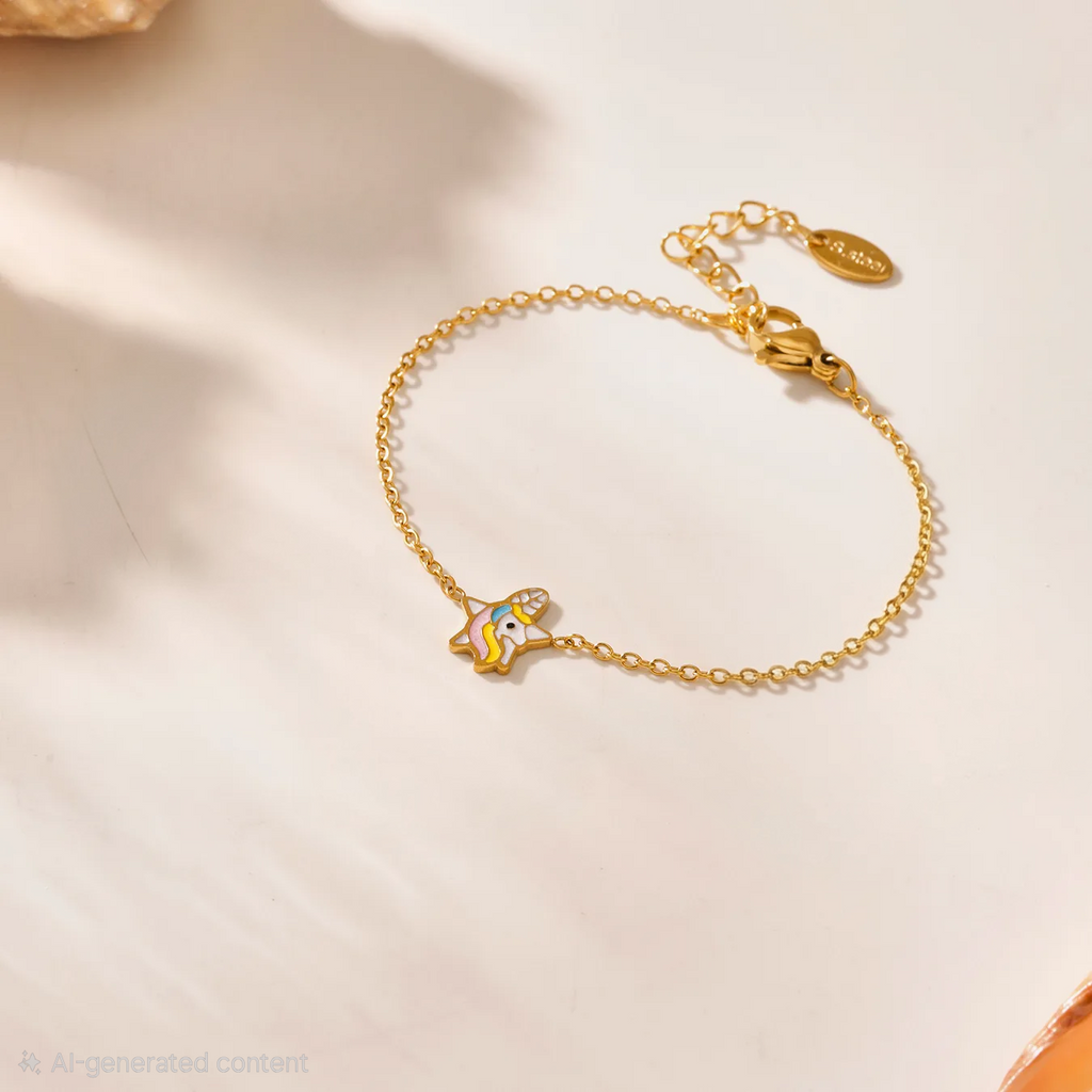 Golden Unicorn Bracelet For Kids - 18K Gold Plated
