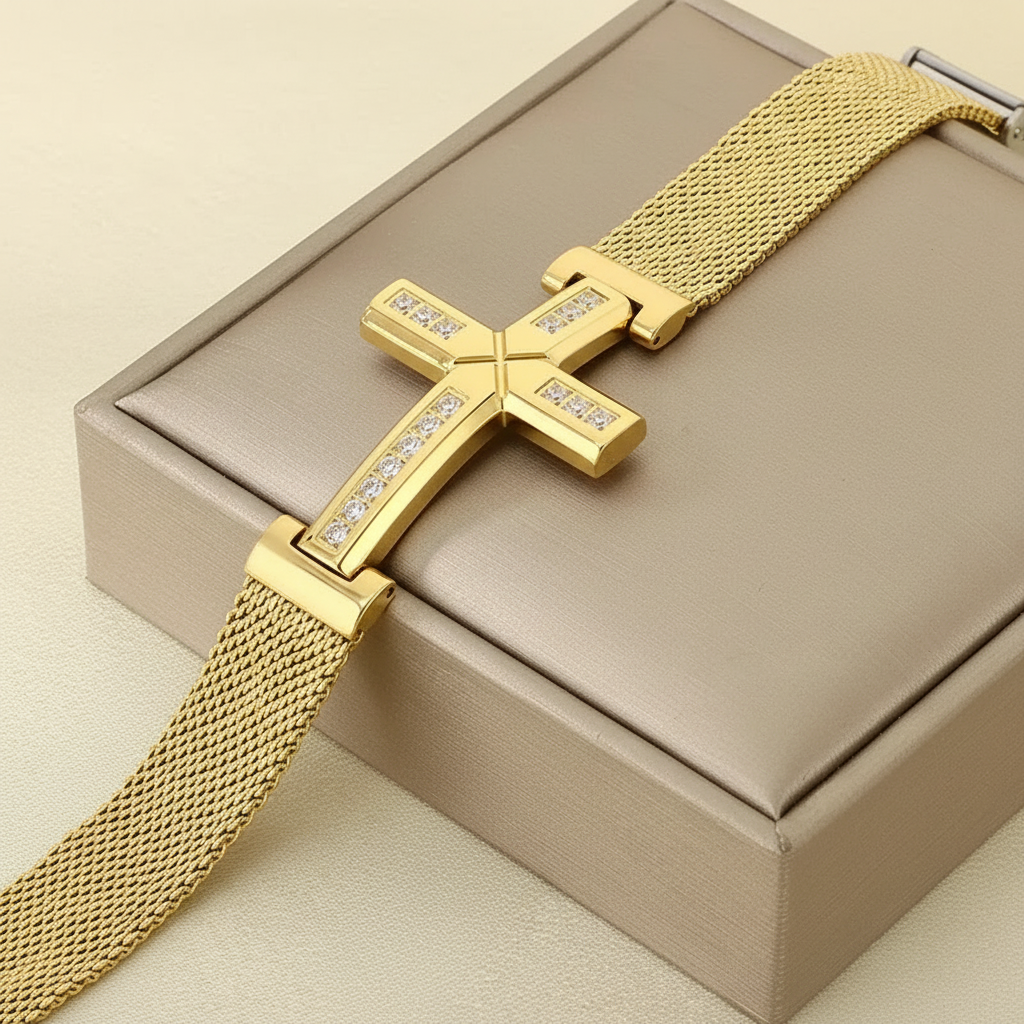 Divina Cross Bracelet For Women - 18K Gold Plated