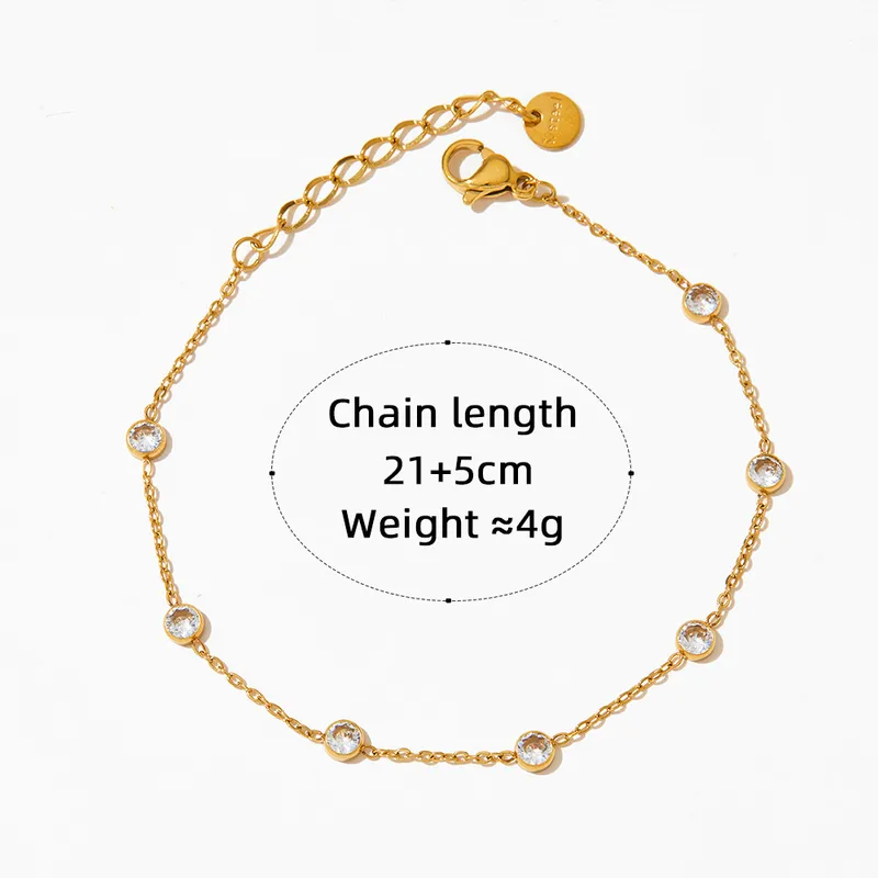 Crystal Dew Anklet For Kids - 18K Gold Plated