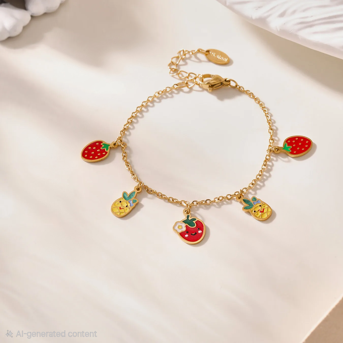 Fruity Charm Bracelet For Kids - 18K Gold Plated