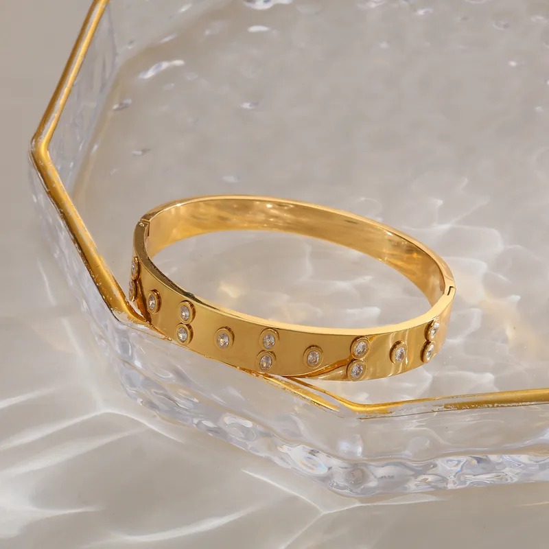 Eon Crystal Bangle For Women - 18K Gold Plated