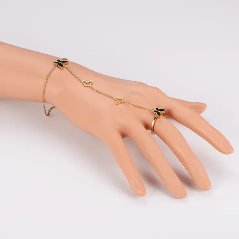Noir Flutter Hand Chain For Women - 18K Gold Plated