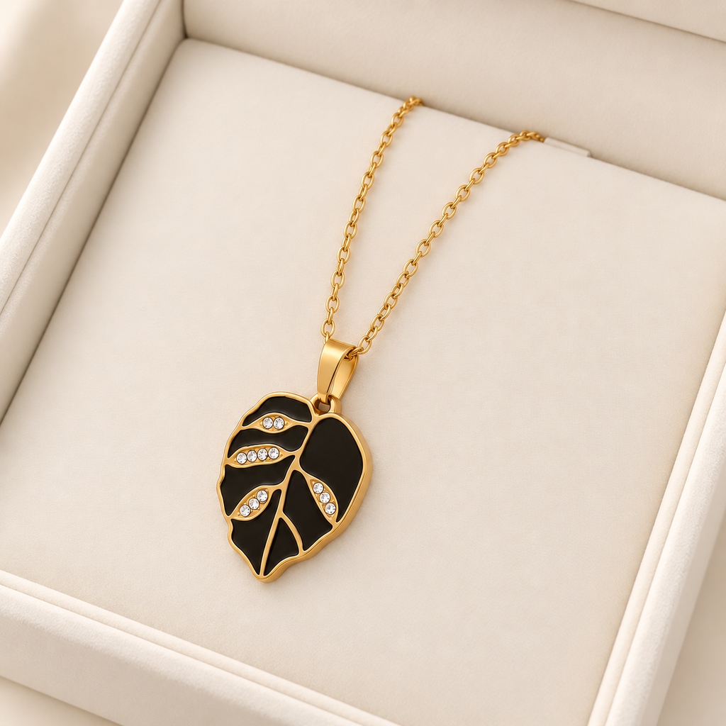 Midnight Foliage Necklace for Women - 18K Gold Plated
