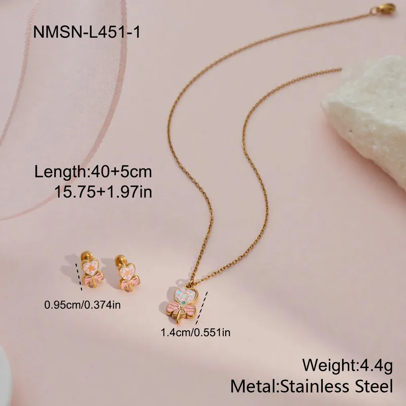 Heart & Bow Charm Kids Jewelry Combo