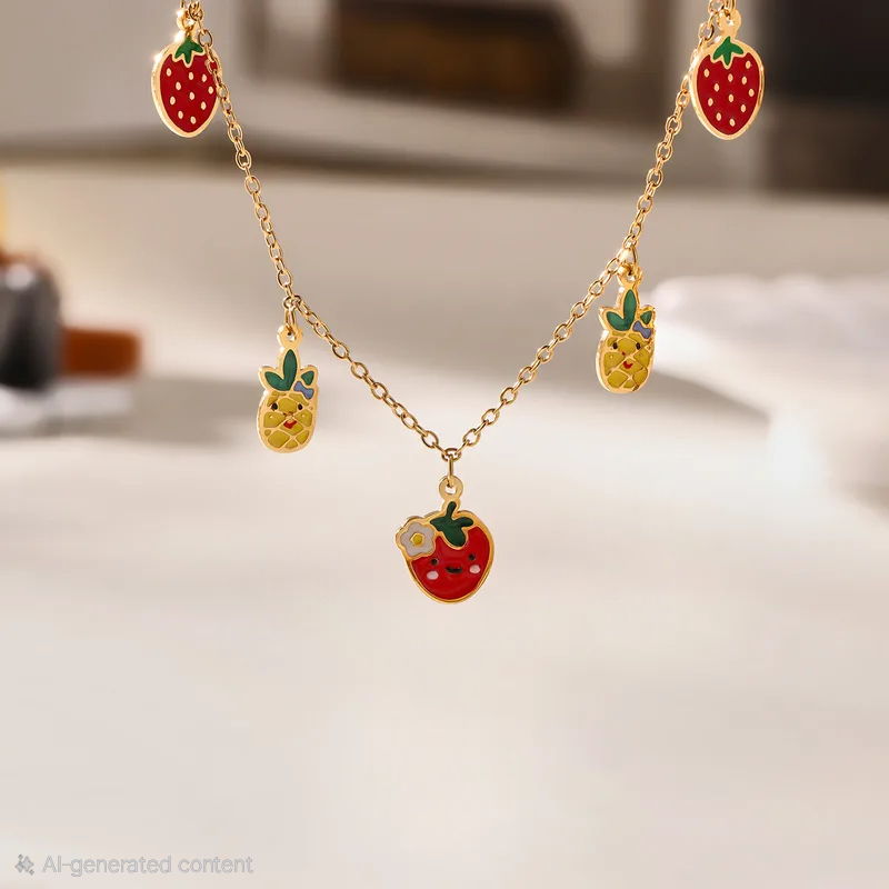 Fruity Charm Necklace For Kids - 18K Gold Plated