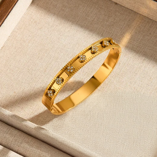 Blossom Grace Bangle for Women - 18K Gold Plated