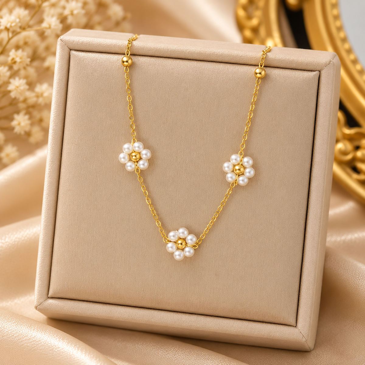 Blossom Pearl Necklace for Women - 18K Gold Plated